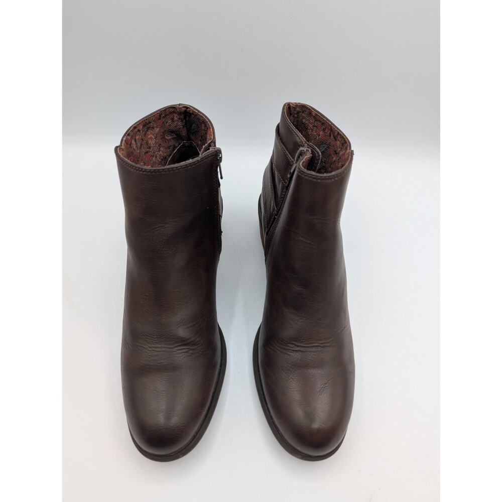Vince Cameo VP-Peamer Brown Leather Buckle Zip Heels Ankle Boot Women's US 7.5M